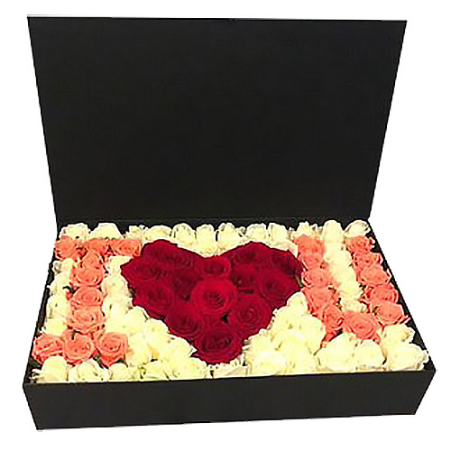 Фото товара 101 роза в коробке "I love you" в Кременчуге