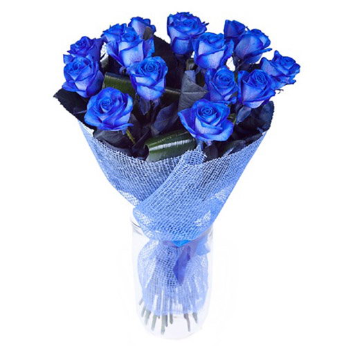Фото товара 17 синих роз (крашеных) в Кременчуге