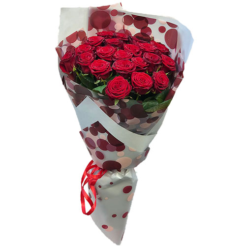 Фото товара 21 красная роза в упаковке в Кременчуге