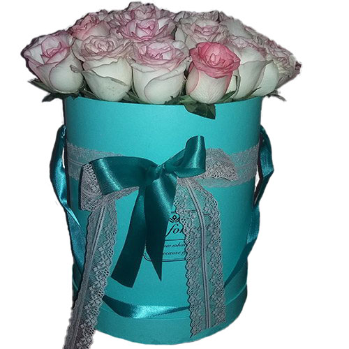 Фото товара 21 элитная розовая роза в коробке в Кременчуге