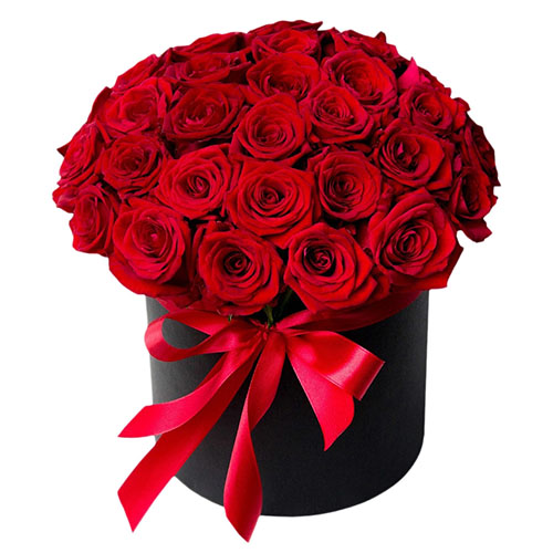 Фото товара 33 розы в шляпной коробке в Кременчуге