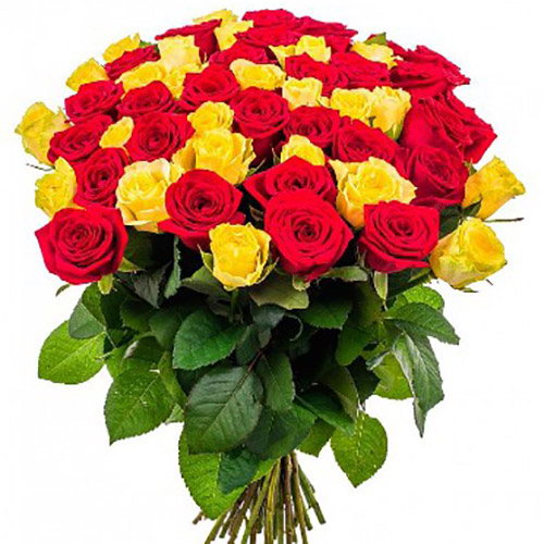Фото товара 51 роза красная и желтая в Кременчуге