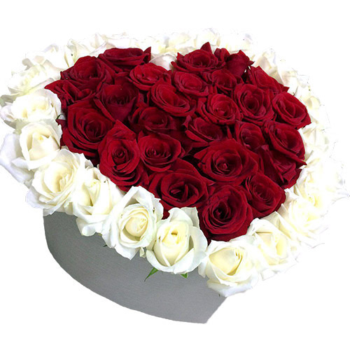 Фото товара 51 роза сердце в коробке в Кременчуге