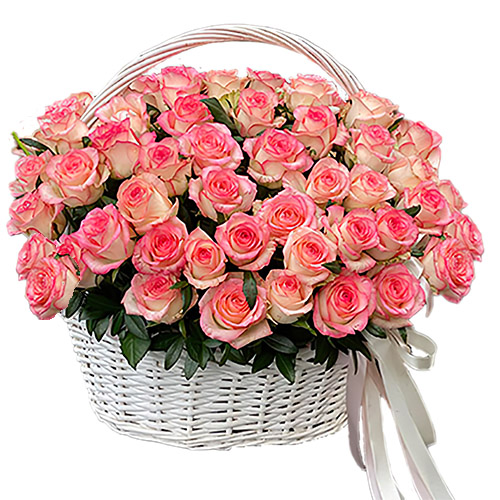 Фото товара 51 роза “Джумилия” в корзине в Кременчуге