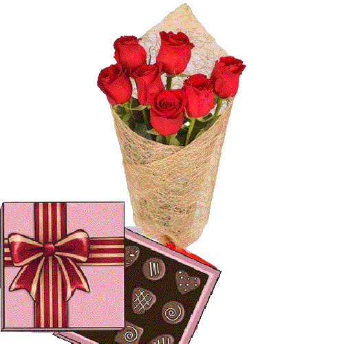 Фото товара 7 красных роз с конфетами в Кременчуге