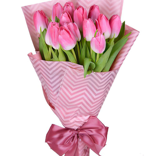 Фото товара 15 розовых тюльпанов в Кременчуге