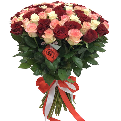 Фото товара 101 роза "Розовый жемчуг" в Кременчуге