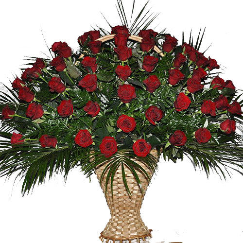 Фото товара Корзина 100 роз в папоротнике в Кременчуге