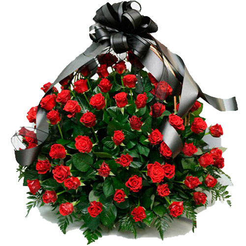 Фото товара 100 алых роз "Пламя" в корзине в Кременчуге
